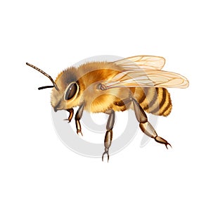 Pretty bee isolated on the white