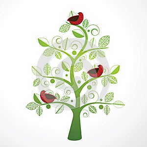 Pretty bird in a decorative tree