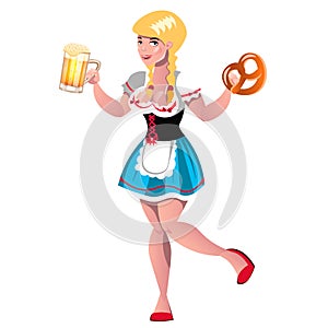 Pretty blond girl with beer photo