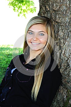 Pretty Blonde High School Senior Girl Outdoor