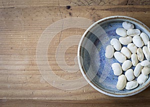 Pretty blues with rustic wood and white beans for contrast