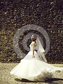 Pretty bride in white dress