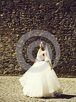 Pretty bride in white dress