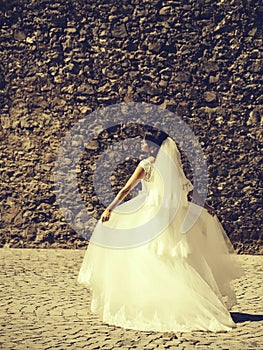 Pretty bride in white dress