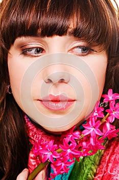 Pretty brunette face portrait