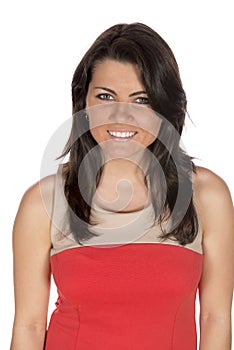 Pretty brunette in formal dress portrait