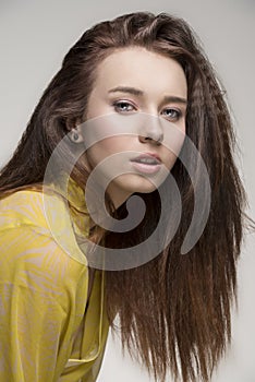 Pretty brunette girl with nightgown