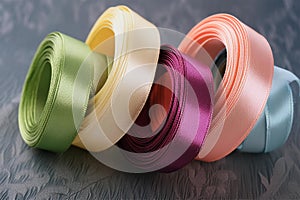 Pretty Colorful Ribbons in a row ai generate