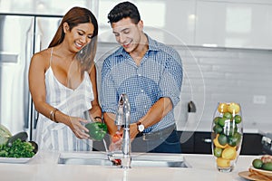 Pretty couple in a kitchen