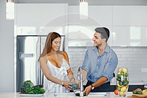 Pretty couple in a kitchen