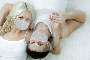 Pretty couple in medical mask