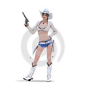 Pretty Cowgirl Sweetheart holding Gun