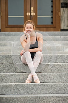 Pretty dancer on the steps