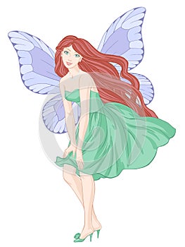 Pretty fairy, hand drawn vector illustration on a white background