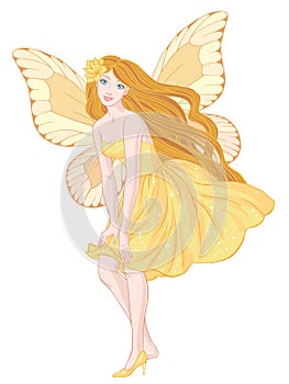 Pretty fairy, hand drawn vector illustration on a white background