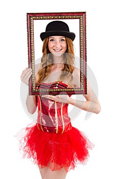 Pretty fairy with picture frame isolated