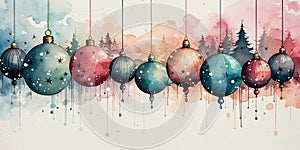 Pretty fanstasy loose watercolour illustration of christmas baubles