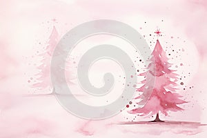 Pretty fantasy pink loose watercolour style christmas tree scene