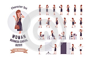 Pretty female office employee ready-to-use character set