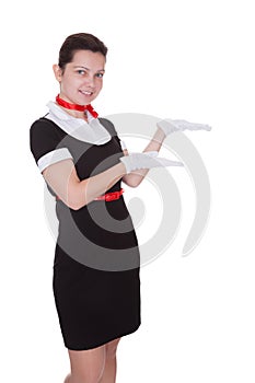 Pretty flight attendant or hostess