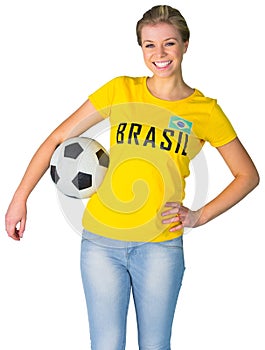 Pretty football fan in brasil tshirt