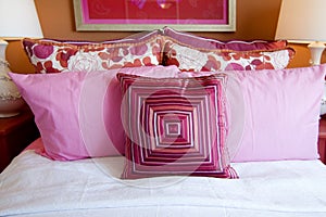 Pretty fun pink bedroom cushions