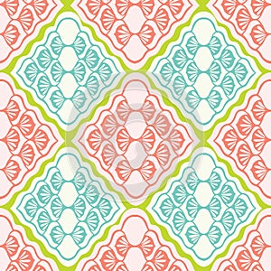 Pretty geometric diamond damask pattern. Seamless repeating. Hand drawn mosaic vector illustration.