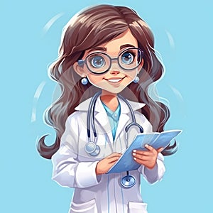 A pretty girl as docter in hospital generative AI