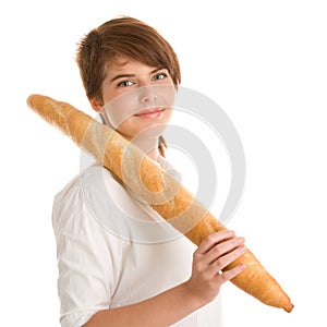 Pretty girl with baguette