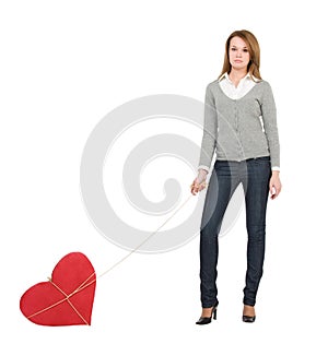 Pretty girl with bounded heart photo