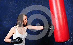 Pretty girl boxing