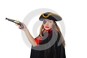 Pretty girl in carnival clothing with hand gun