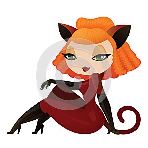 Pretty girl in a cat costume
