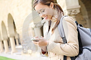 Pretty Girl on Cell Phone at School