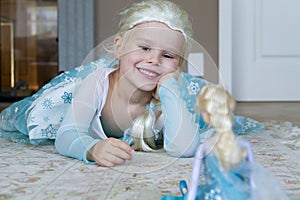 Pretty girl dressed as Disney Frozen Princess Elsa