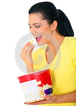 Pretty Girl Eating Popcorn