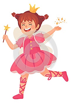 Pretty girl in fairy princess costume. Cartoon character