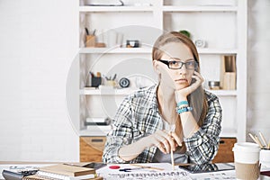 Pretty girl at office desk