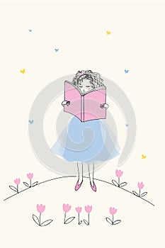 Pretty girl reading a book