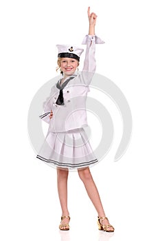 pretty girl in the sailor suit on white background