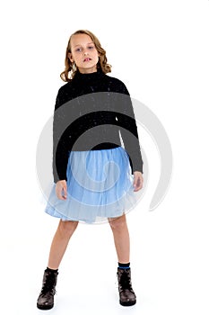 Pretty girl in umper and fluffy skirt