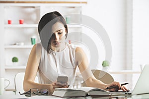 Pretty girl using technology