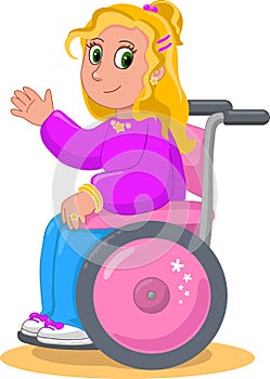 Pretty girl on wheelchair vector