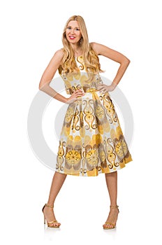 The pretty girl in yellow floral dress