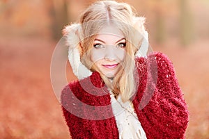 Pretty gorgeous woman in earmuffs.