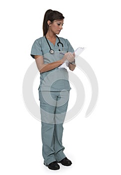 Pretty Healthcare Worker on White