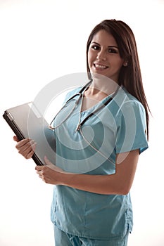 Pretty hispanic twenties healthcare worker photo