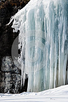 Pretty icicles on a rockwall