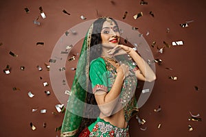 pretty indian woman with bindi dot