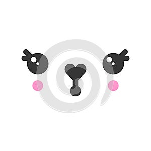 Pretty kawaii cute emotion face, emoticon vector icon